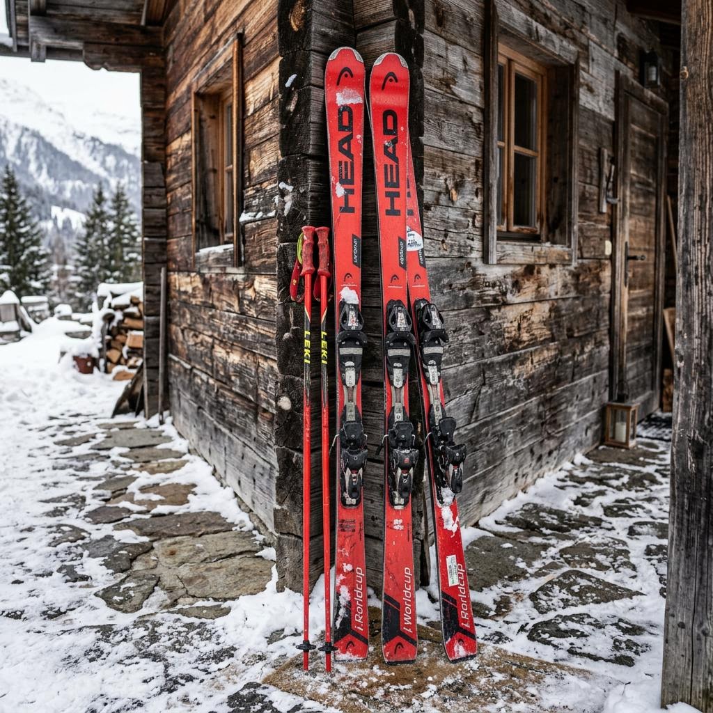 Alpinskidor 170 cm med stavar